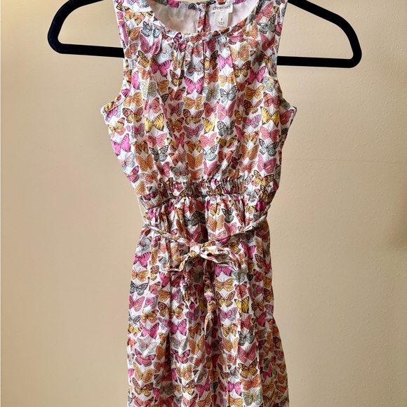 Crewcuts Other - Crewcuts Butterfly Dress Girls Size 7 Tie Waist Cotton Summer Dress